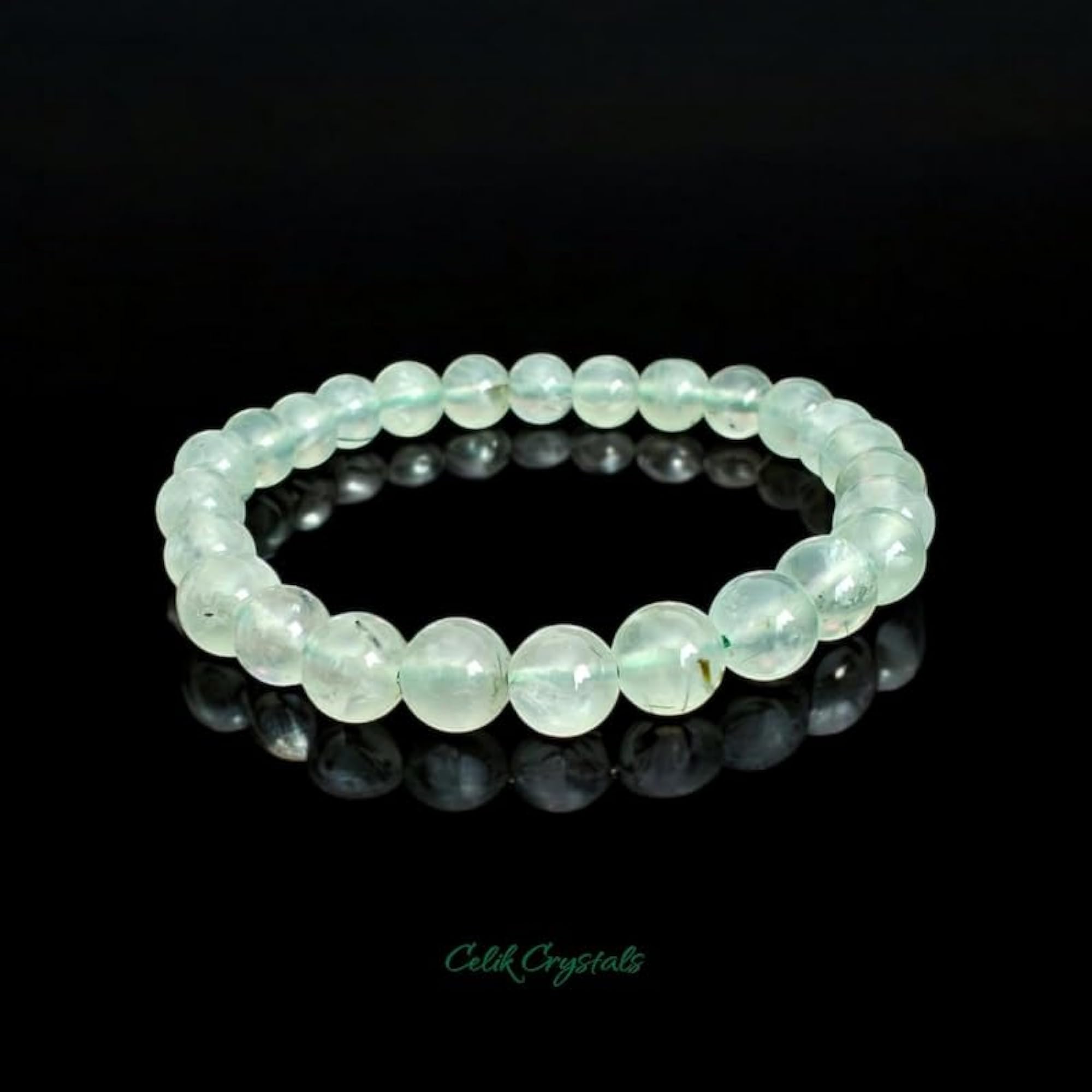 Natural Prehnite Gemstone 8mm Energy Stretch Bracelet